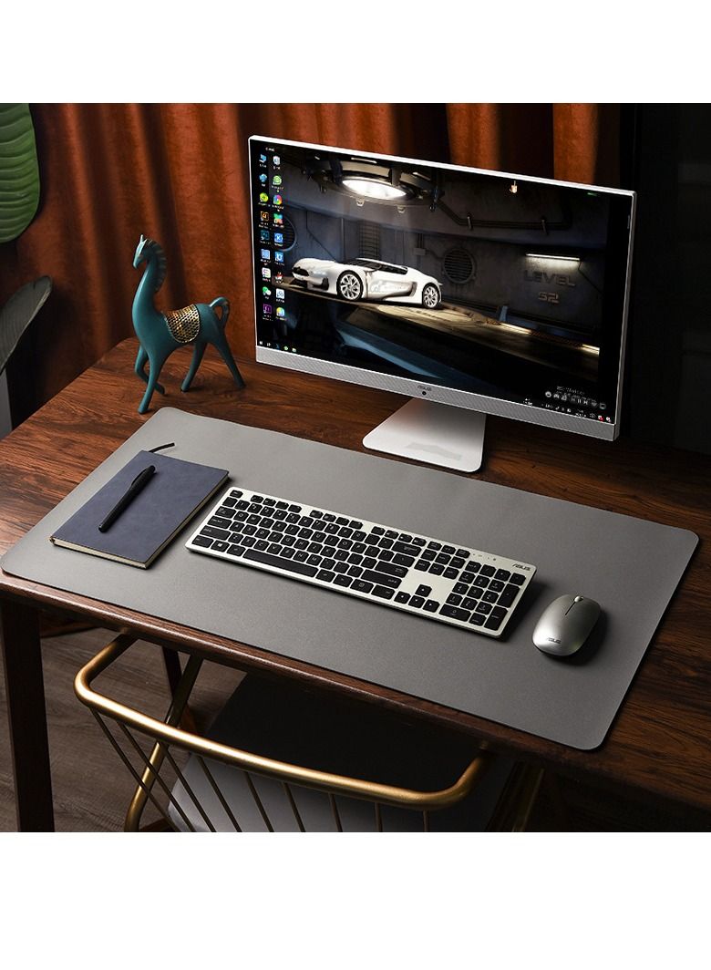 GELESE oversized leather mouse pad keyboard pad desk pad computer pad desk pad waterproof （grey） - Image 1