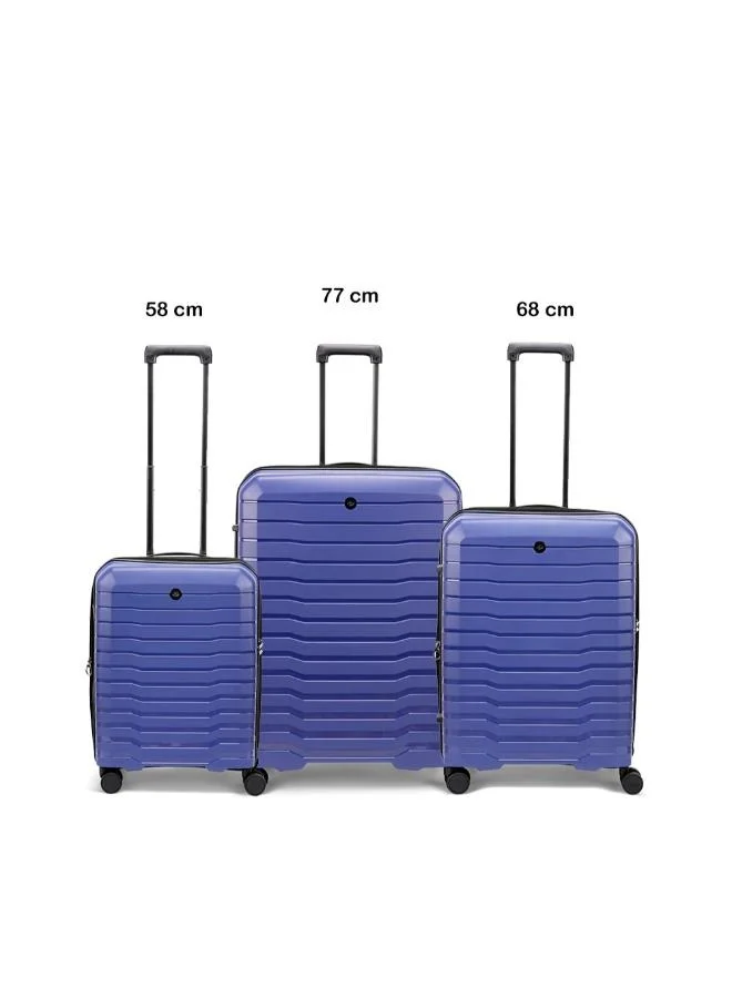 إيكولاك Lordnorth 58+68+77cm 3 Piece Set Hardcase Expandable 4 Double Wheel  Luggage Trolley Set  Blue