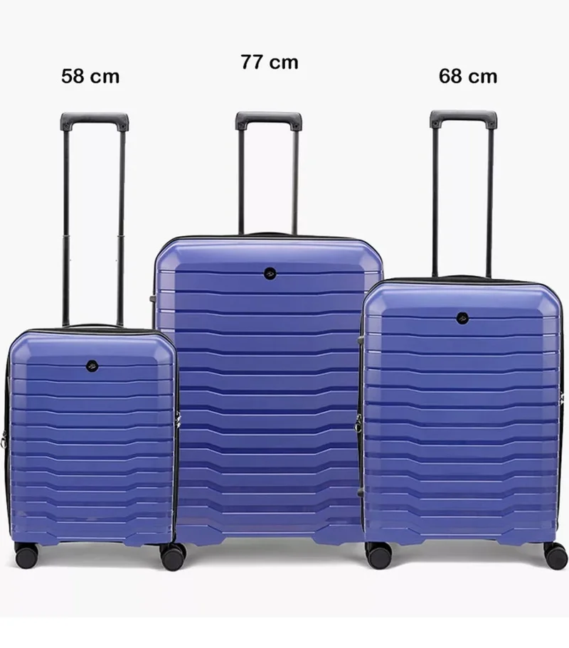 Echolac Lordnorth 3 Piece Hardcase Expandable 4-Double Wheeled Luggage Trolley Set - Blue