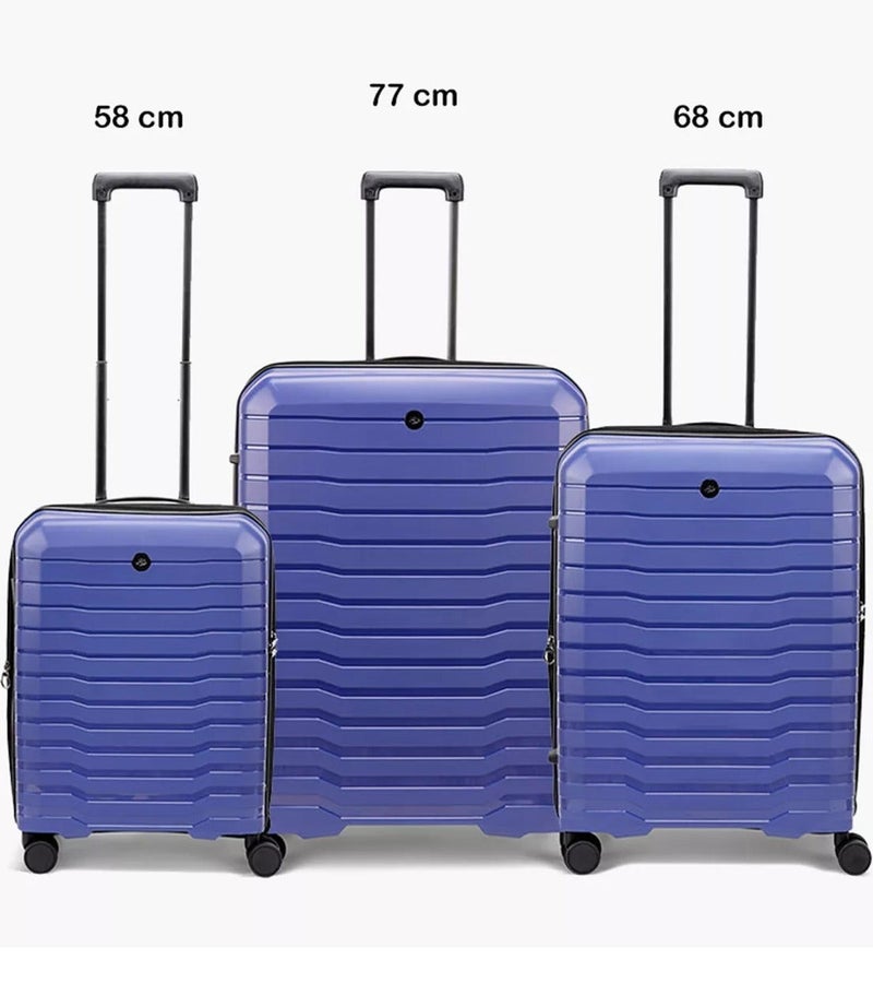 Echolac Lordnorth 3 Piece Hardcase 4-Double Wheeled Expandable Luggage Trolley Set - Blue - Image 2