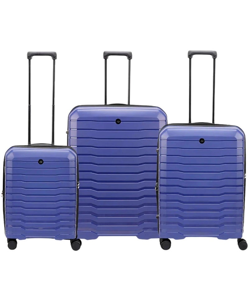 Echolac Lordnorth 3 Piece Hardcase 4-Double Wheeled Expandable Luggage Trolley Set - Blue - Image 1
