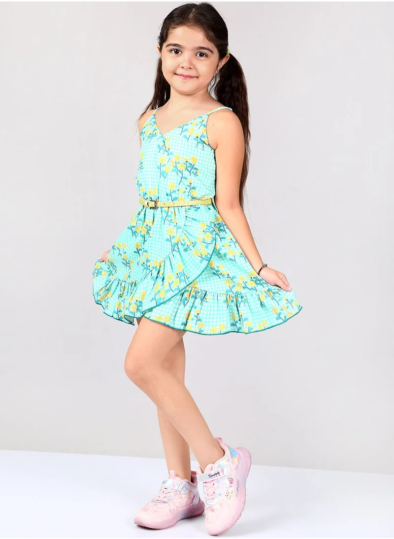 THE VANCA Kids Floral Print Wrap Dress