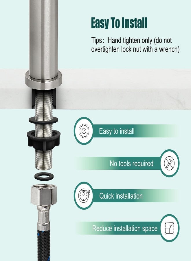 Heyalan Cold Water Only Bathroom Sink Faucet Stainless Steel SUS304 Brushed Nickel Single Handle One Hole Deck Mount Lavatory Faucet (Drain Not Included) - Image 3