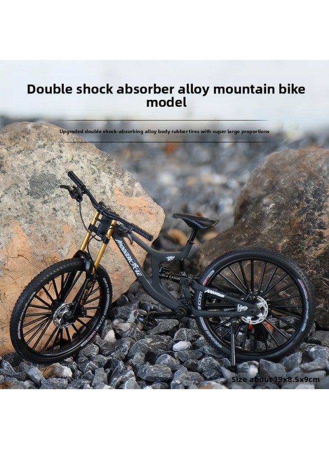 Simulated Alloy Bicycle Curved Handlebar Mountain Bike Metal Toy Model Mini Bicycle Boy Gift Ornament Hand-Made 
