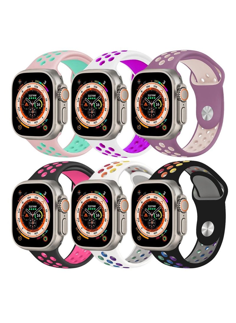 CATANES - 6 Pack For Apple Watch 49mm 45mm 44mm 42mm Silicone Sport Band Nike Strap Compatible With iWatch Series Ultra/8/7/SE/6/5/4/3/2/1 - Image 1