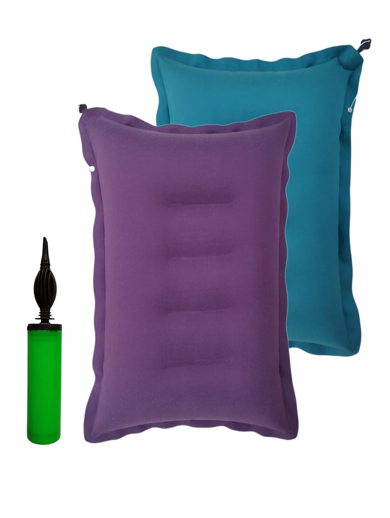 RAV Soft Cotton Pillow with Pump Compact and Lightweight Easy to Carry Neck Support During Travelling in Bus TrainFlight Pack of 2 Multicolour - Image 1