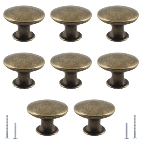 Moicstiy 8Pcs Antique Bronze Kitchen Cabinet Knobs Handle Pulls, 30mm Vintage Round Drawer Knob Pulls for Dresser, Cupboard, Bathroom - Image 1