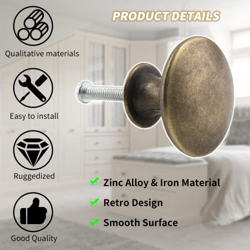 Moicstiy 8Pcs Antique Bronze Kitchen Cabinet Knobs Handle Pulls, 30mm Vintage Round Drawer Knob Pulls for Dresser, Cupboard, Bathroom - Image 3