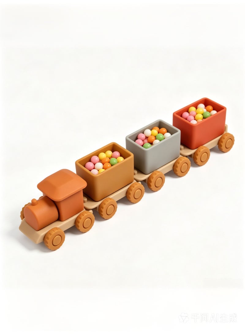 Food Grade Silicone Baby Train Toy, Detachable DIY Inertia Train with Storage Compartment, Early Educational Toy for Toddlers 1-3+ - Image 1