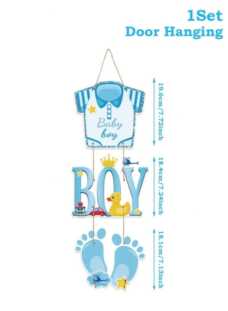 Baby Boy Door Hanging Decoration – Blue Welcome Sign for Newborn Celebration - Image 3