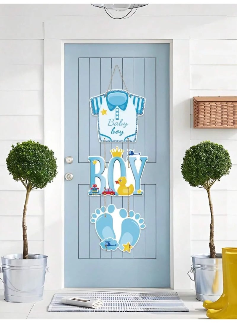 Baby Boy Door Hanging Decoration – Blue Welcome Sign for Newborn Celebration - Image 2
