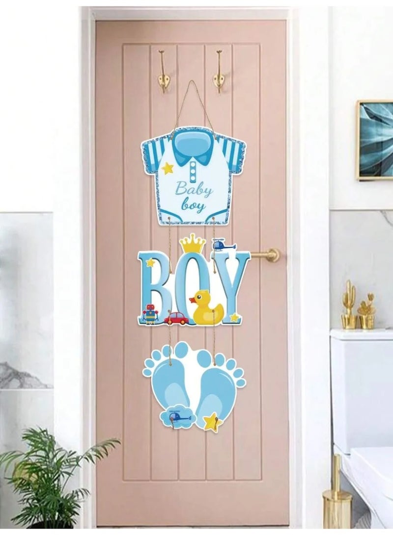 Baby Boy Door Hanging Decoration – Blue Welcome Sign for Newborn Celebration - Image 5