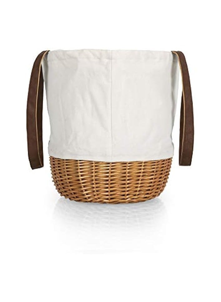 Green Tiger Canvas and Willow Basket Tote - Image 1