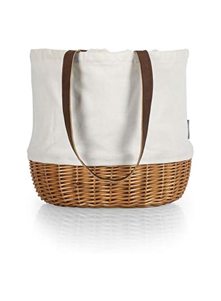 Green Tiger Canvas and Willow Basket Tote - Image 2
