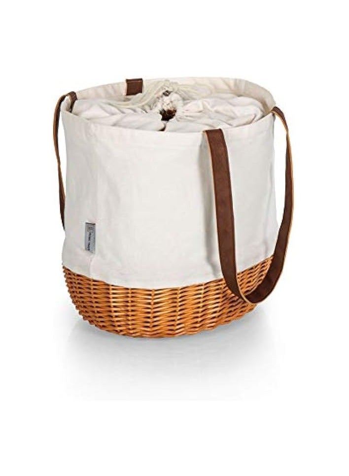 Green Tiger Canvas and Willow Basket Tote - Image 3