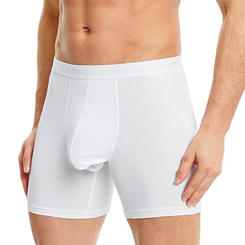 DAVID ARCHY Men's Underwear Ultra Soft Modal Dual Pouch Boxer Briefs Support Ball Pouch Bulge Enhancing Boxer Briefs for Men 3 Pack(XL, White) - Image 5