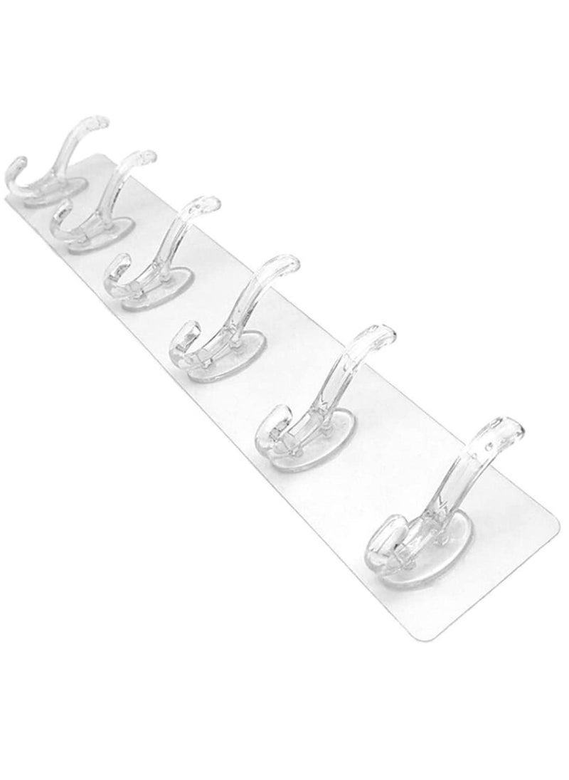 Generic Flexible Silicone Hanger with 6 Multi-Purpose Hooks for Hanging Clothes with Strong, Heavy-Duty Adhesive  - Image 1