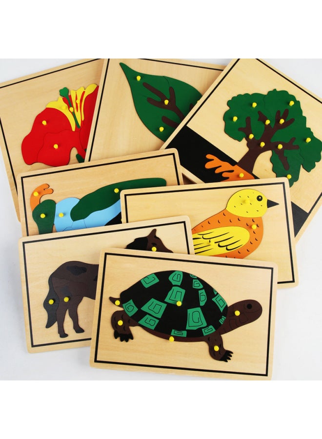 Montessori Early Education Hand-held Animal And Plant Panel Toy Children's Puzzle Puzzle 0-3 Years Old Baby Montessori Teaching Aids-Color:Pony - Image 4
