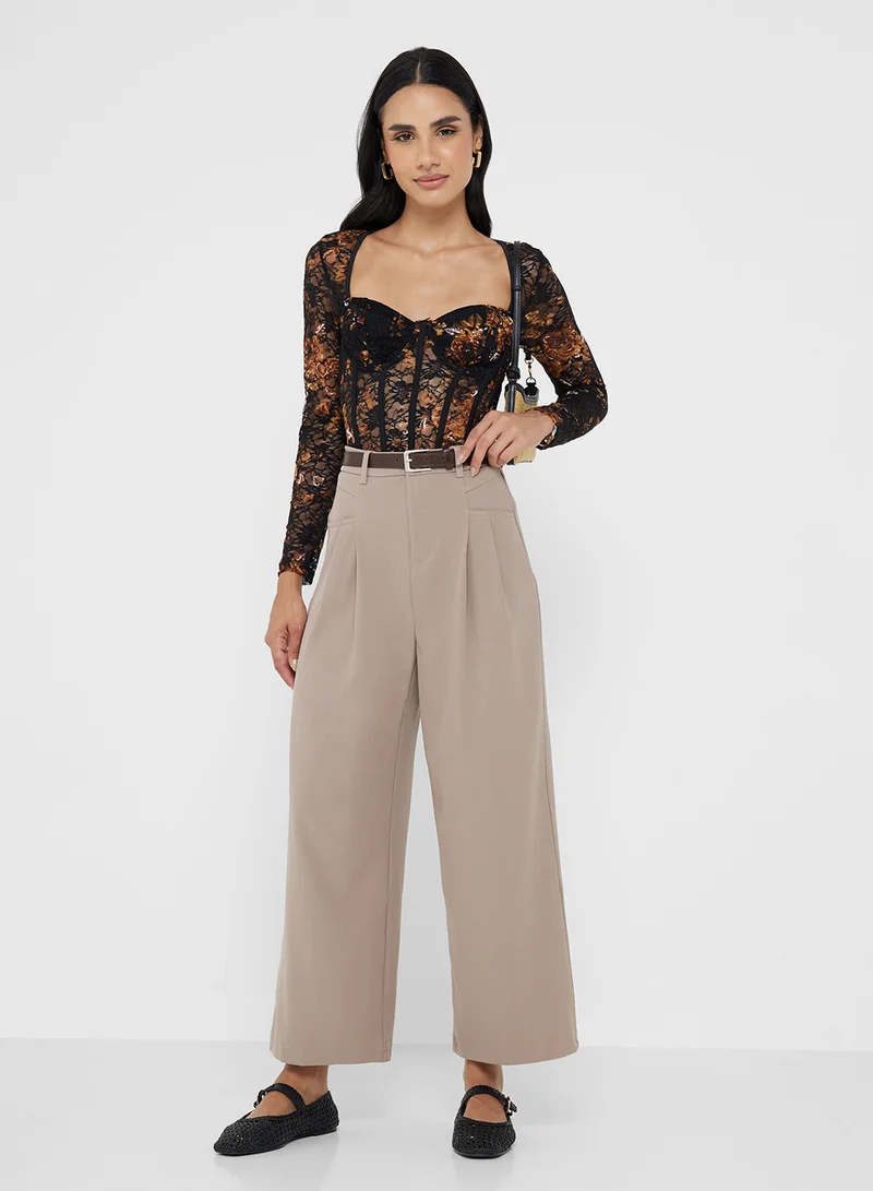 جينجر Belted Wide Leg Trousers