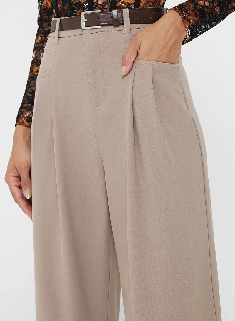 Ginger Belted Wide Leg Trousers