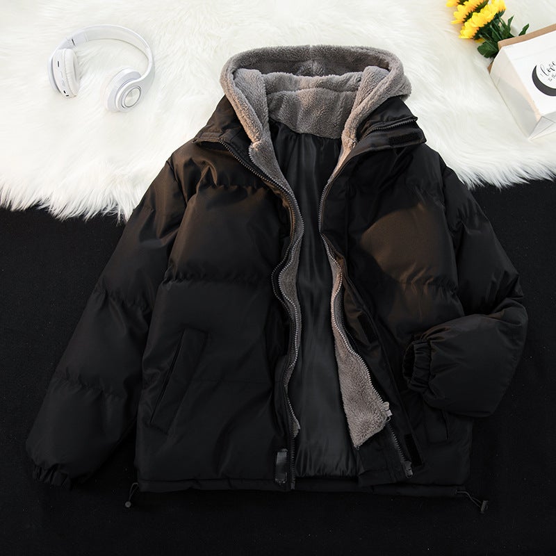 Plus Size Mens Winter Cotton Coat Two-Piece Illusion Loose Fit Casual Thickened Fleece Lined Hooded Jacket Parkas 9888khaki