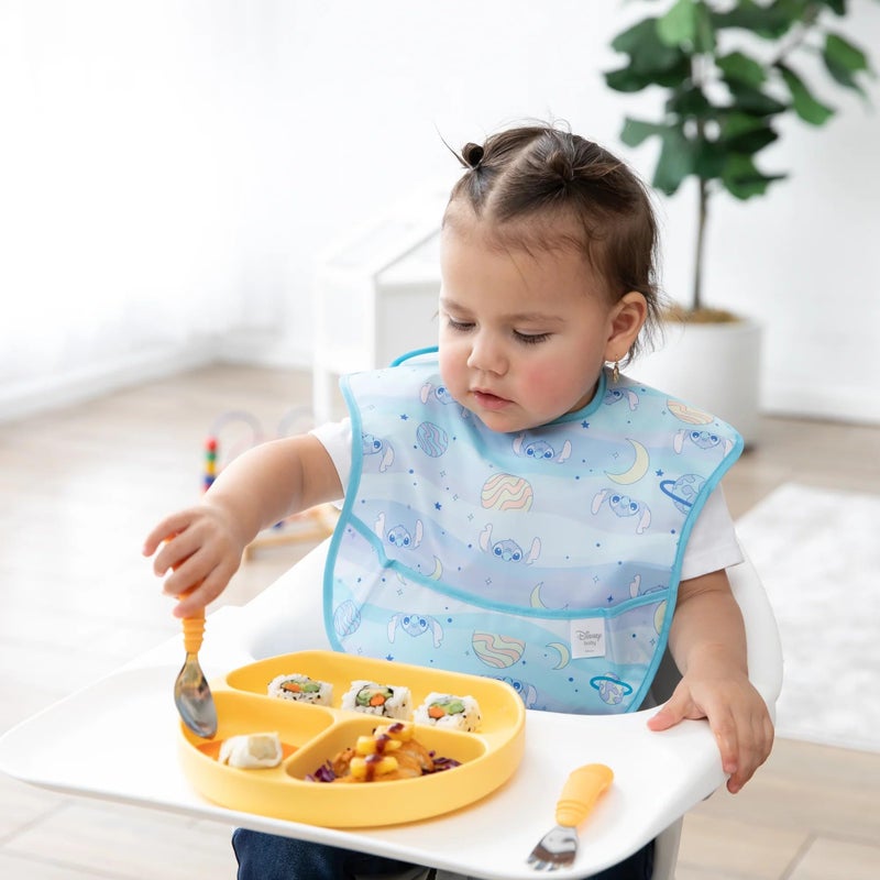 Bumkins Disney Bibs for Girl or Boy, SuperBib Baby and Toddler for 6-24 Months, Essential Must Have for Eating, Feeding, Baby Led Weaning, Mess Saving Waterproof Soft Fabric, 3-pk Stitch - Image 3