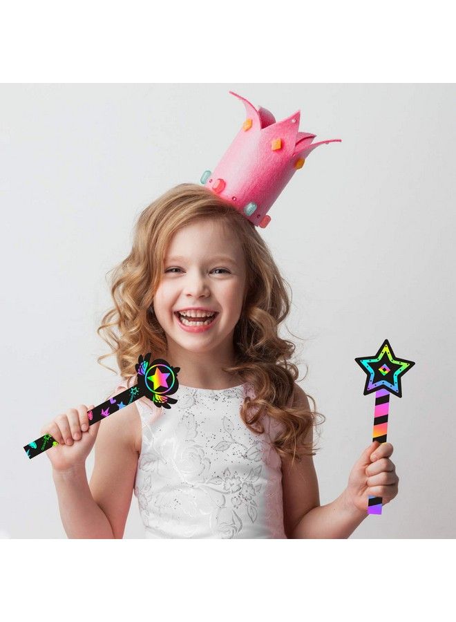 WATINC 30Pcs Fairy Stick Scratch Paper Art Set For Girls Birthday Party Colorful Diy Craft Kit For Princess Party Favors Fairy Wand Supplies Fun Home Activities Birthday Gifts For Kids - Image 4