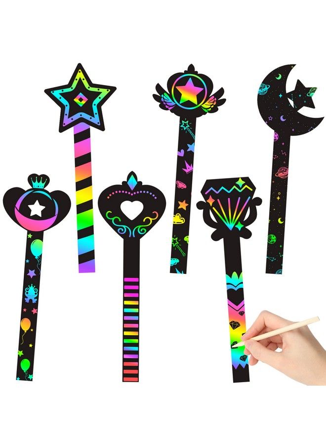 WATINC 30Pcs Fairy Stick Scratch Paper Art Set For Girls Birthday Party Colorful Diy Craft Kit For Princess Party Favors Fairy Wand Supplies Fun Home Activities Birthday Gifts For Kids - Image 1