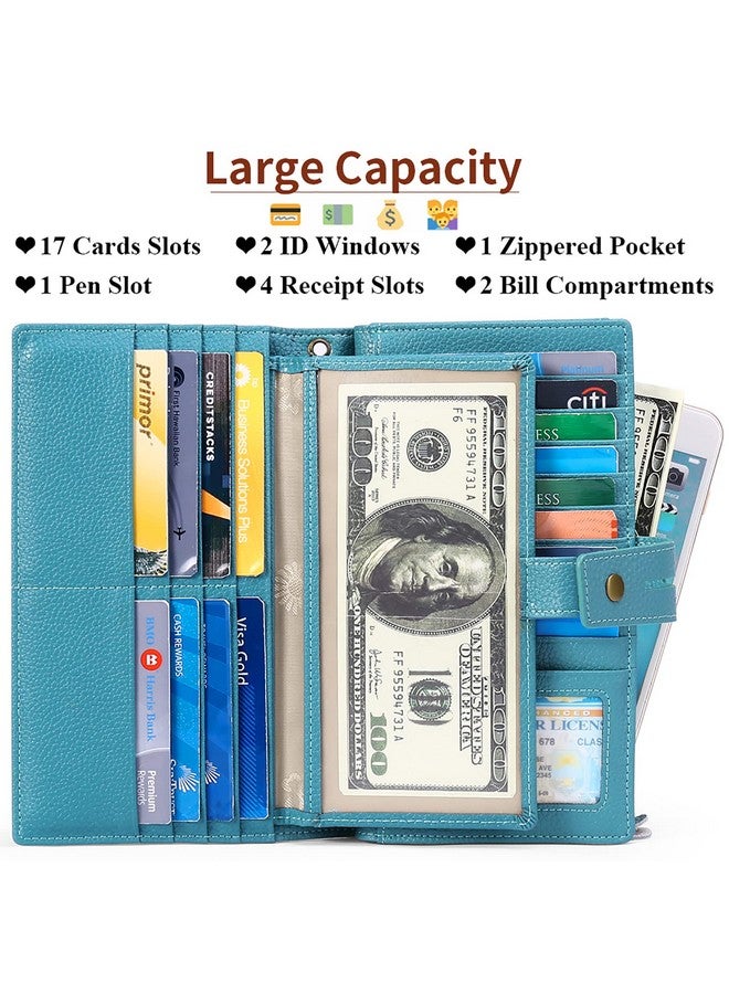 SENDEFN Women'S Wallet Large Capacity Rfid Blocking Leather Wallets Credit Cards Organizer With Checkbook Holder - Image 2
