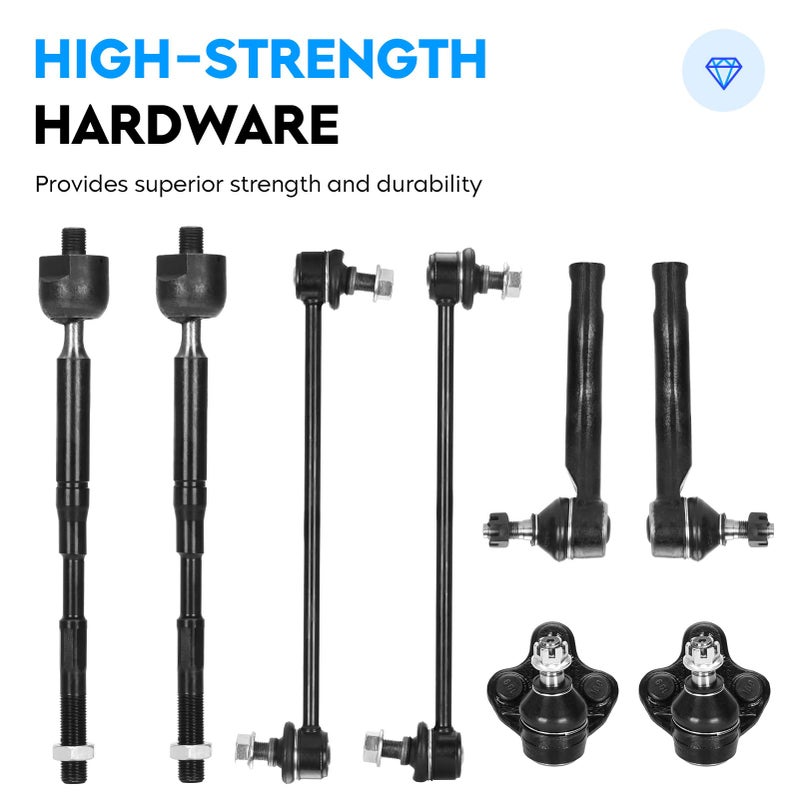 AEagle Front Lower Control Arms + Ball Joints + Sway Bar Links + Tie Rods for Toyota Corolla 2003-2008 Suspension Kit K640360 K640361 K90309 K80230 EV470 ES80432 ES80431 BT-433 10pc Set - Image 5