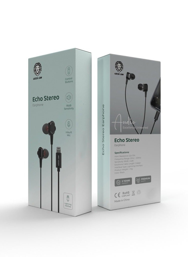 GREEN LION Echo Stereo Earphones -Black - Image 2
