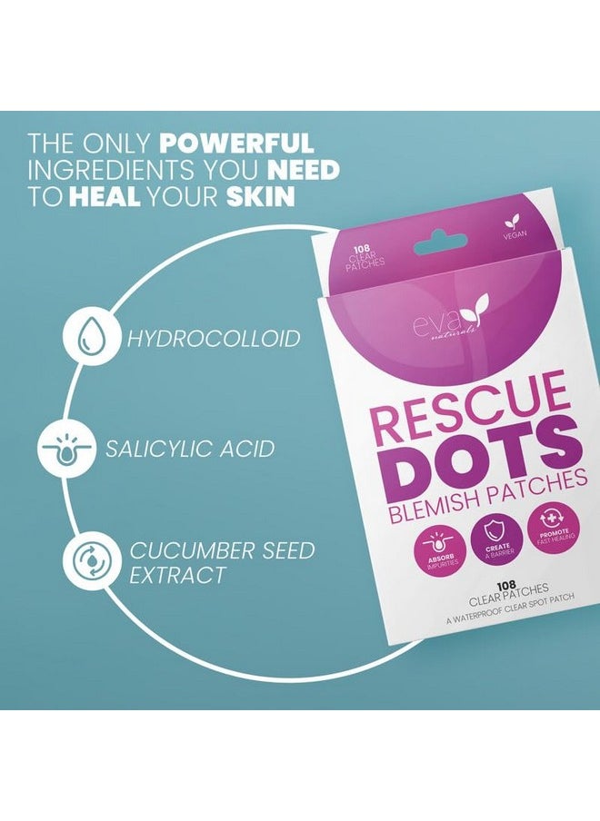 Eva Naturals لطخات حب الشباب مع هيدروكولويد لتغطية البثور والزيوان لاصقات البثور لاصقات حب الشباب حمض الساليسيليك وعلاج البقع الحمراء علاج البثور للوجه والجلد  - Image 4