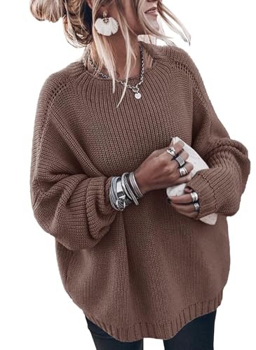SAUKOLE Women’s Trendy Sweaters to Wear with Leggings Causal Mock Neck Batwing Sleeve Fall Cute Oversized Knit Tops - Image 1