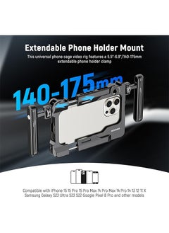 Neewer NEEWER Universal Smartphone Video Rig with Handles, 67mm Filter Adapter, Anti Drop Cold Shoe for DJI Mic, Phone Cage Stabilizer for Video Recording for iPhone 15 Pro Max S23 Ultra Pixel 8 Pro, PA017  - Image 2
