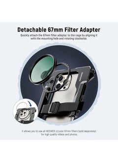 Neewer NEEWER Universal Smartphone Video Rig with Handles, 67mm Filter Adapter, Anti Drop Cold Shoe for DJI Mic, Phone Cage Stabilizer for Video Recording for iPhone 15 Pro Max S23 Ultra Pixel 8 Pro, PA017  - Image 4