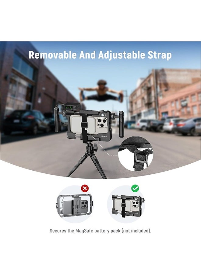 Neewer NEEWER Universal Smartphone Video Rig with Handles, 67mm Filter Adapter, Anti Drop Cold Shoe for DJI Mic, Phone Cage Stabilizer for Video Recording for iPhone 15 Pro Max S23 Ultra Pixel 8 Pro, PA017  - Image 5