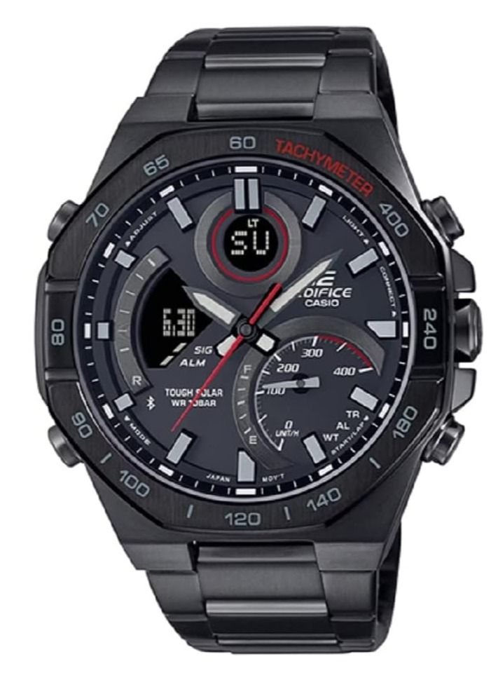 Casio Men Watch Edifice Smartphone Link Solar Powered Analog Digital Black Dial Stainless Steel Band ECB-950DC-1ADF. - Image 1
