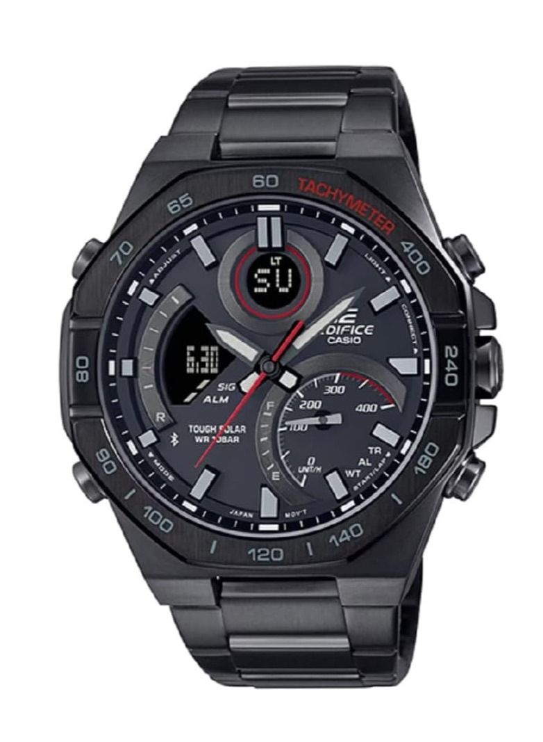 Casio Men Watch Edifice Smartphone Link Solar Powered Analog Digital Black Dial Stainless Steel Band ECB-950DC-1ADF. - Image 4