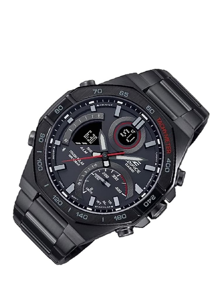 Casio Men Watch Edifice Smartphone Link Solar Powered Analog Digital Black Dial Stainless Steel Band ECB-950DC-1ADF. - Image 2