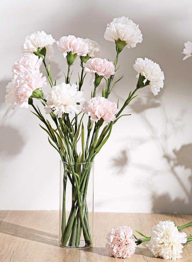 DuHouse 6pcs Carnations Artificial Flowers Latex Carnation Flowers,Real Touch Carnations with Stems for Wedding Party Office Home Decor(Blush) - Image 3