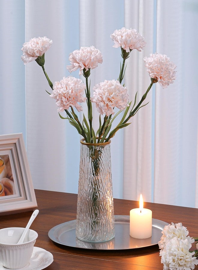 DuHouse 6pcs Carnations Artificial Flowers Latex Carnation Flowers,Real Touch Carnations with Stems for Wedding Party Office Home Decor(Blush) - Image 4