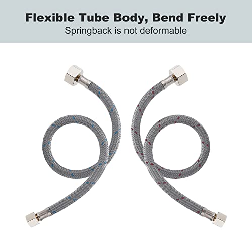WOWOW 8 Inch Faucet Supply Hose Faucet Line Braided Nylon Sink Faucet Supply Line 3/8" Comp x 1/2" Comp 2Pcs (1 Pair) - Image 5