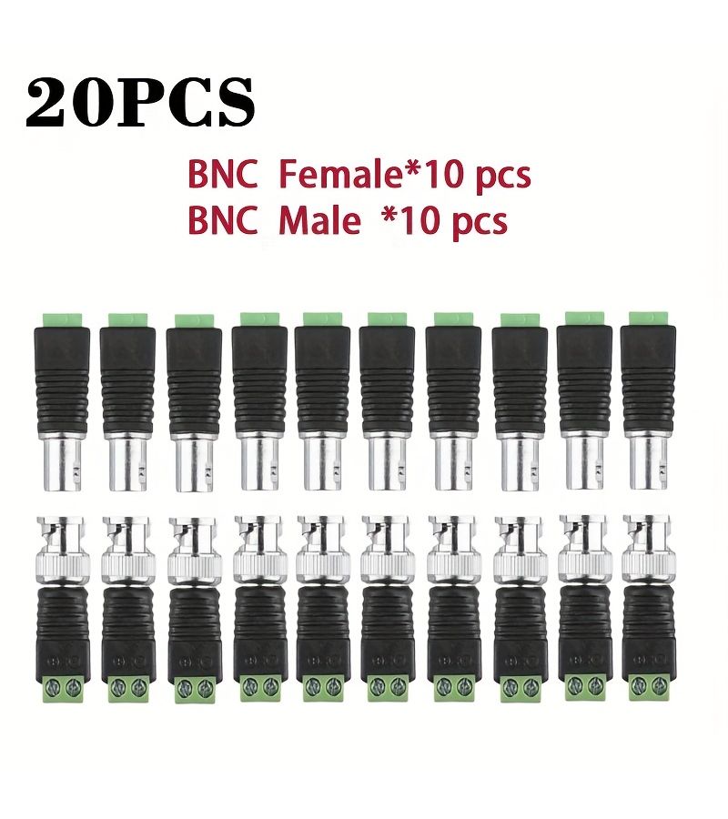 20 موصلات BNC ذكر أنثى خضراء لا تحتاج إلى لحام لكاميرات TVI AHD CVBS CVI DVR - Image 1