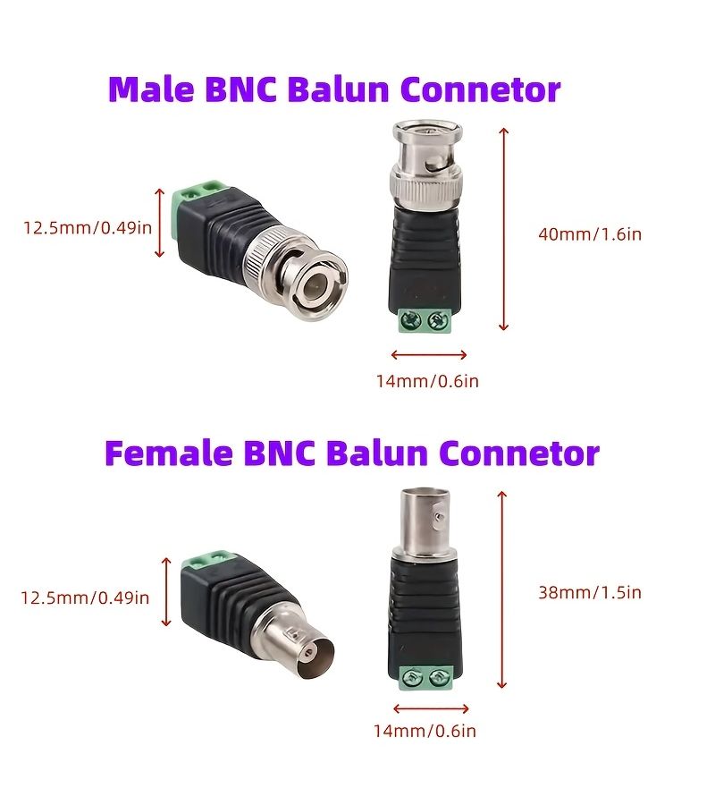 20 موصلات BNC ذكر أنثى خضراء لا تحتاج إلى لحام لكاميرات TVI AHD CVBS CVI DVR - Image 2