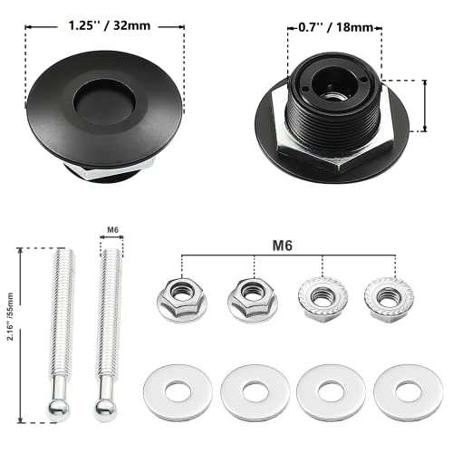RVCAZON STETION Quick Release Latch License Plate Lock Clip 4Pcs 1.25" Diameter Aluminum Alloy Car Hood Pins Lock Clip Kit for Bumper Hood License Plate (4 Pack - Black) - Image 2