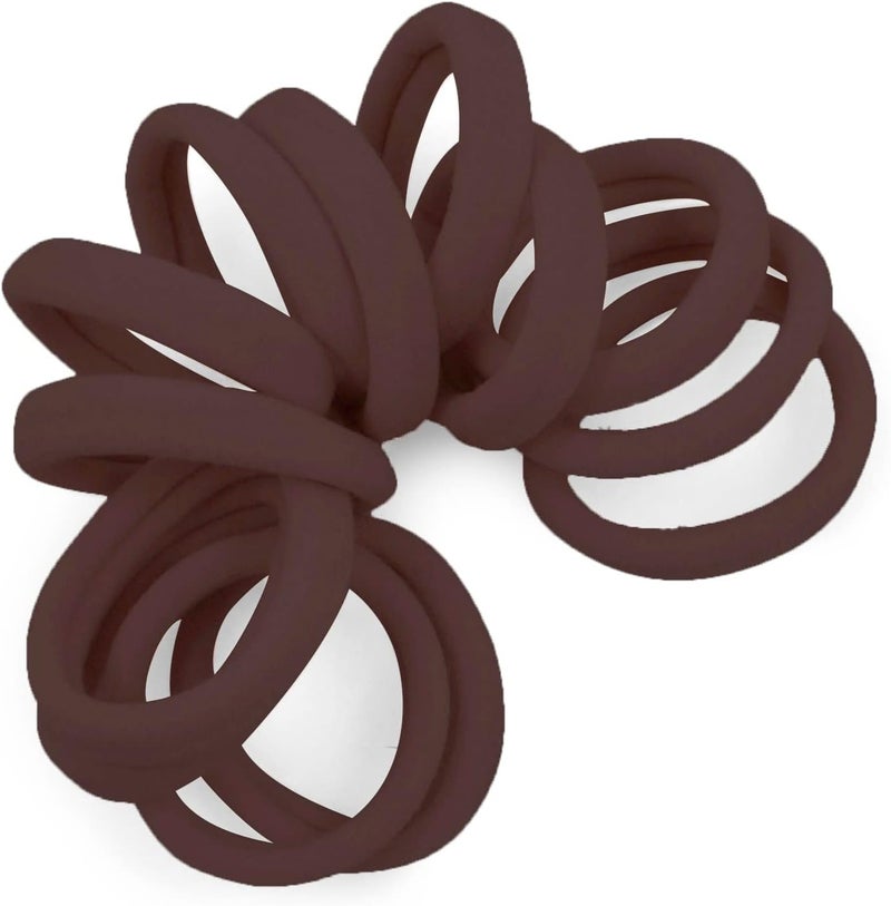 Cyndibands Seamless Hair Ties - Dark Brown - Gentle Hair Ties No Damage, Standard Size 1.5 Inch, Soft and Stretchy Nylon Fabric Ponytail Holders - 12 Count - Image 1