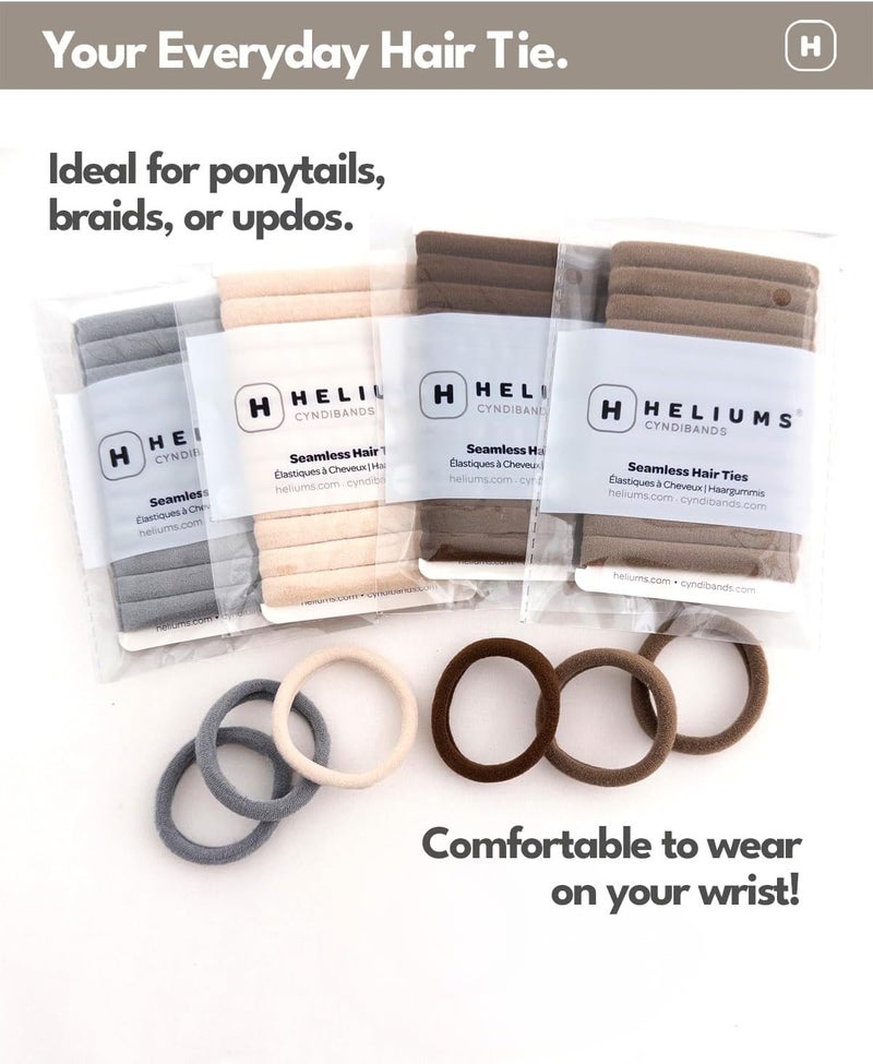 Cyndibands Seamless Hair Ties - Dark Brown - Gentle Hair Ties No Damage, Standard Size 1.5 Inch, Soft and Stretchy Nylon Fabric Ponytail Holders - 12 Count - Image 5