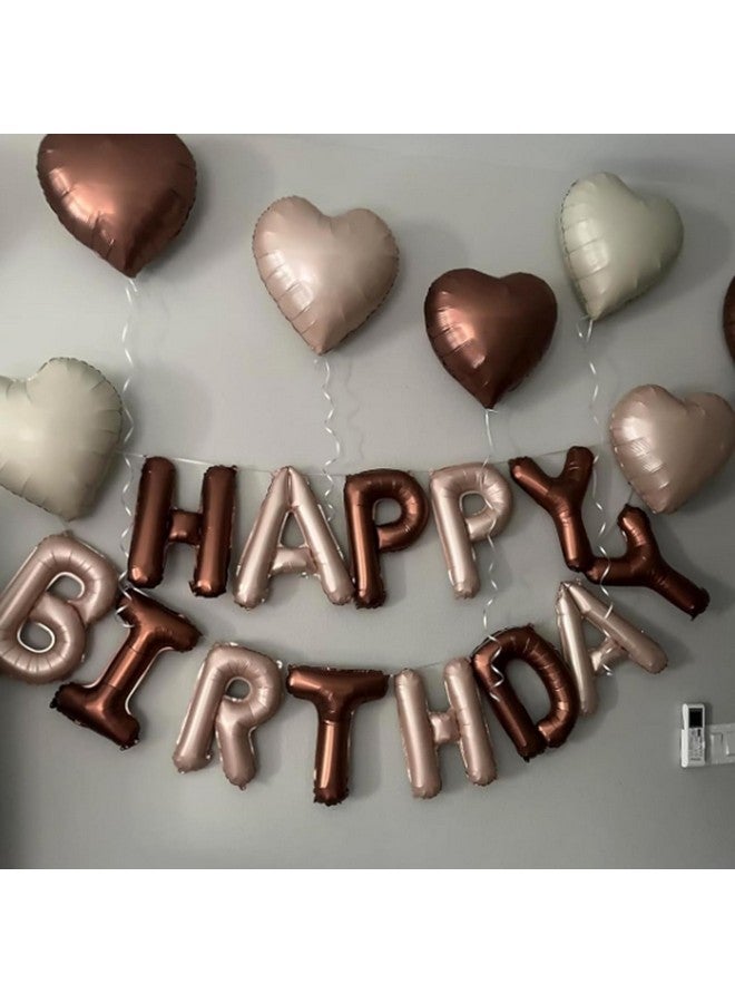 Biapian Brown Apricot Heart Balloons, 10Pcs Coffee Cream Beige Foil Heart Shape Balloons, 18inch Nude Neutral Foil Balloons for Helium Valentines Decorations for Engagement, Brithday, Baby Shower, Wedding - Image 5