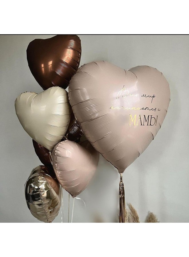 Biapian Brown Apricot Heart Balloons, 10Pcs Coffee Cream Beige Foil Heart Shape Balloons, 18inch Nude Neutral Foil Balloons for Helium Valentines Decorations for Engagement, Brithday, Baby Shower, Wedding - Image 3