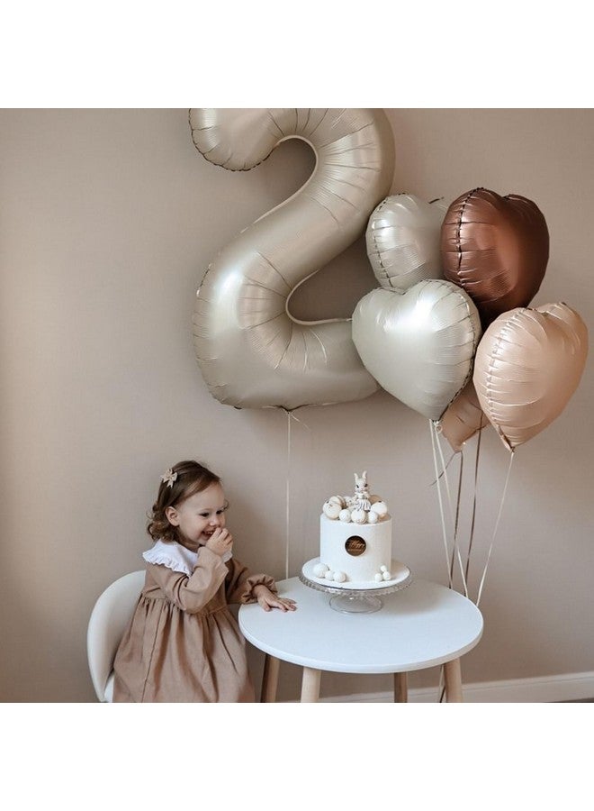 Biapian Brown Apricot Heart Balloons, 10Pcs Coffee Cream Beige Foil Heart Shape Balloons, 18inch Nude Neutral Foil Balloons for Helium Valentines Decorations for Engagement, Brithday, Baby Shower, Wedding - Image 4